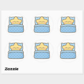 Kawaii Star in Bed – Transparent Sticker ラウンドシール (シート)
