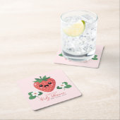 Kawaii Strawberry Baby Shower スクエアペーパーコースター (インサイチュ)