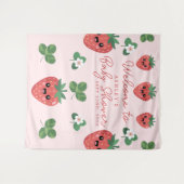Kawaii Strawberry Baby Shower Backdrop タペストリー (正面(横))