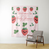 Kawaii Strawberry Baby Shower Backdrop タペストリー (インサイチュ)