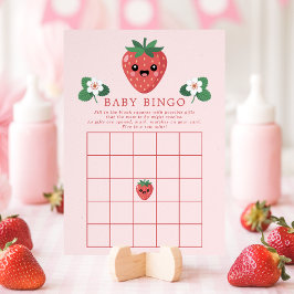 Kawaii Strawberry Baby Shower Bingo Game Card 招待状