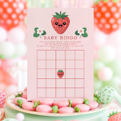 Kawaii Strawberry Baby Shower Bingo Game Card 招待状