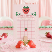 Kawaii Strawberry Baby Shower Bingo Game Card 招待状
