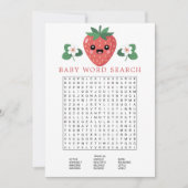 Kawaii Strawberry Baby Shower Word Search Game 招待状 (正面)
