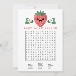 Kawaii Strawberry Baby Shower Word Search Game 招待状