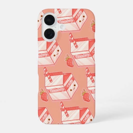 Kawaii Strawberry Milk Carton - Cute Aesthetic Art iPhone 16ケース (裏面)