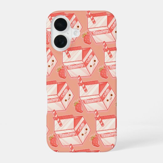 Kawaii Strawberry Milk Carton - Cute Aesthetic Art iPhone 16ケース (裏面)