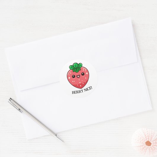 Kawaii Strawberry Motivation Personalizable ラウンドシール (封筒)