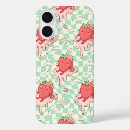 Kawaii Strawberry Picnic Pattern Case-Mate iPhoneケース (裏面)