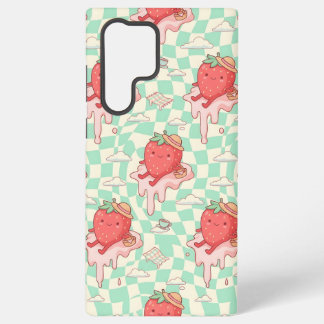 Kawaii Strawberry Picnic Pattern Samsung Galaxy S22 Ultraケース