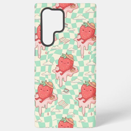 Kawaii Strawberry Picnic Pattern Samsung Galaxyケース (裏面)