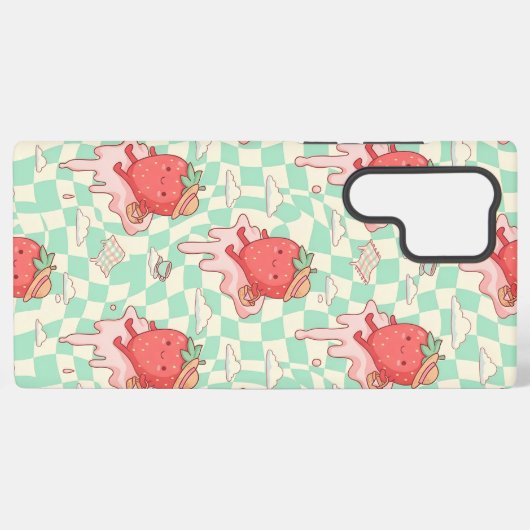 Kawaii Strawberry Picnic Pattern Samsung Galaxyケース (裏面横)
