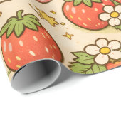 Kawaii Strawberry Picnic Wrapping Paper ラッピングペーパー (ロールコーナー)