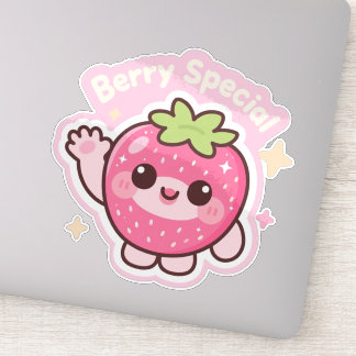 Kawaii Strawberry Sticker – Decor for Laptop シール