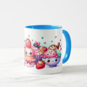 Kawaii Strawberry Sweets and Ice Cream Friends マグカップ (正面右)