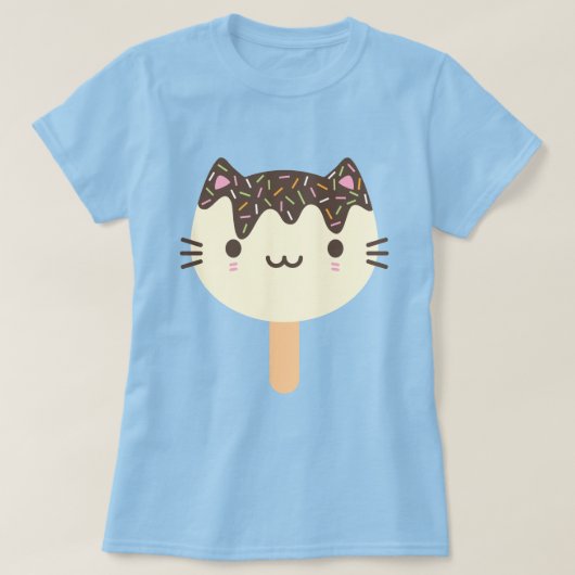 Kawaii Summer Ice Lolly Popsicle Cat Tシャツ (デザイン正面)