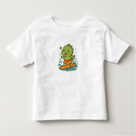 Kawaii Surfing Dinosaur for Kids T-Shirt 🦖🏄‍♂️✨ トドラーTシャツ