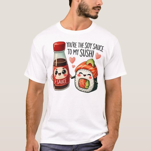 Kawaii Sushi and Soy Sauce Art Tシャツ (正面)