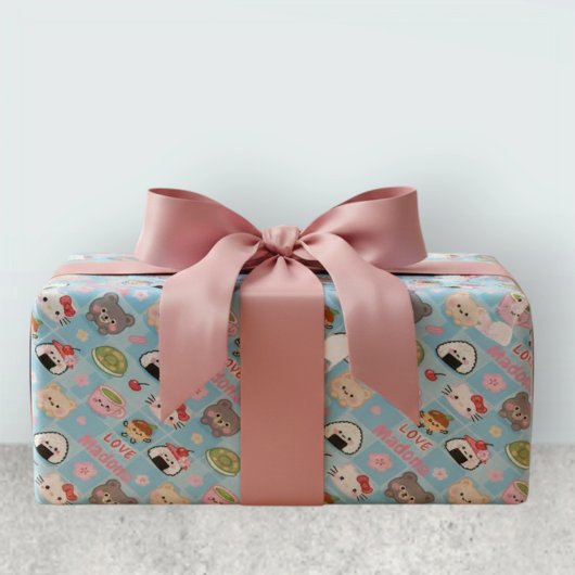 Kawaii Sushi Matcha Food Pattern  ラッピングペーパー