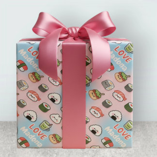Kawaii Sushi Matcha Food Pattern Frame ラッピングペーパー