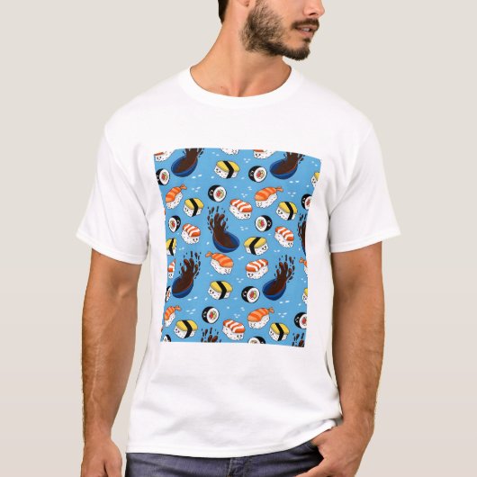 Kawaii Sushi Pattern  Tシャツ (正面)