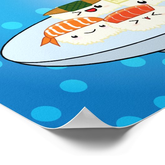 Kawaii Sushi Platter Poster ポスター (角)