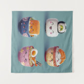 Kawaii Sushi & Ramen Crew タペストリー (正面(横))