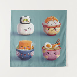 Kawaii Sushi & Ramen Crew タペストリー