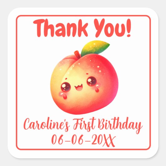 Kawaii Sweet Fruit Orchard Party スクエアシール (正面)