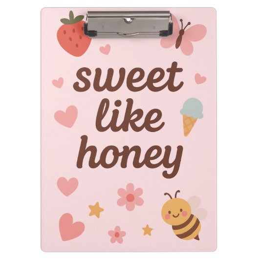 Kawaii Sweet Girl Pink Bee Aesthetic – Cute Design クリップボード (正面)