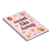 Kawaii Sweet Girl Pink Bee Aesthetic – Cute Design ノートブック (右側)