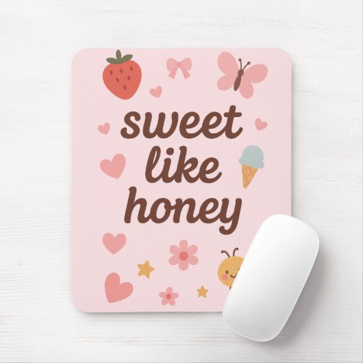 Kawaii Sweet Girl Pink Bee Aesthetic – Cute Design マウスパッド (マウス)