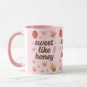 Kawaii Sweet Girl Pink Bee Aesthetic – Cute Design マグカップ (左)