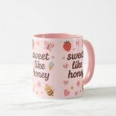 Kawaii Sweet Girl Pink Bee Aesthetic – Cute Design マグカップ (正面右)