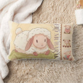 Kawaii Sweet Sheep "Eid Mubarak" Throw Pillow ランバークッション (ブランケット)