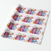 Kawaii Sweets & Coffee Cups Cute  Wrapping paper ラッピングペーパー (アンロールド)