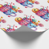 Kawaii Sweets & Coffee Cups Cute  Wrapping paper ラッピングペーパー (角)