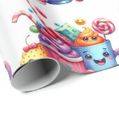 Kawaii Sweets & Coffee Cups Cute  Wrapping paper ラッピングペーパー (ロールコーナー)