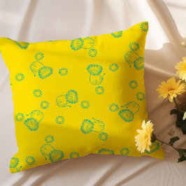 Kawaii Teal Lions & Sunshine – Cute Pattern クッション