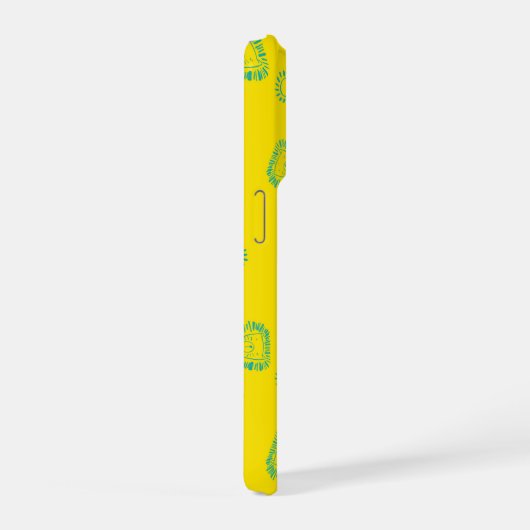 Kawaii Teal Lions & Sunshine – Cute Pattern iPhoneケース (右側面)