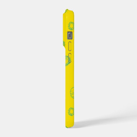 Kawaii Teal Lions & Sunshine – Cute Pattern iPhoneケース (左側面)