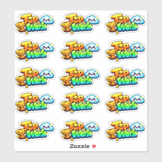 Kawaii Top Work Trophy Academic Success Reward  シール (シート)