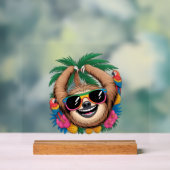 Kawaii Tropical Sloth – Cute Summer Vibes Rainbow  アクリルサイン (ニュートラル)