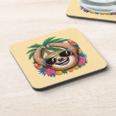 Kawaii Tropical Sloth – Cute Summer Vibes Rainbow  コースター (左側)