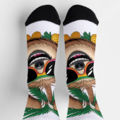 Kawaii Tropical Sloth – Cute Summer Vibes Rainbow  ソックス (上部)