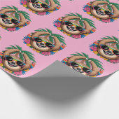 Kawaii Tropical Sloth – Cute Summer Vibes Rainbow  ラッピングペーパー (角)