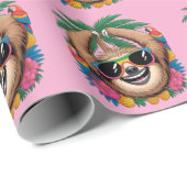 Kawaii Tropical Sloth – Cute Summer Vibes Rainbow  ラッピングペーパー (ロールコーナー)