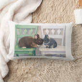 Kawaii Two Bunny Throw Pillow Cute Anemi Design ランバークッション (ブランケット)