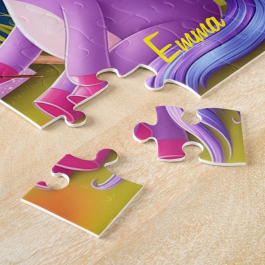 Kawaii Unicorn Camping Under Starry Sky ジグソーパズル (側面)