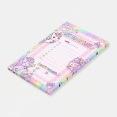 Kawaii Unicorn To-Do List Personalized Sticky Note ポストイット (アングル)